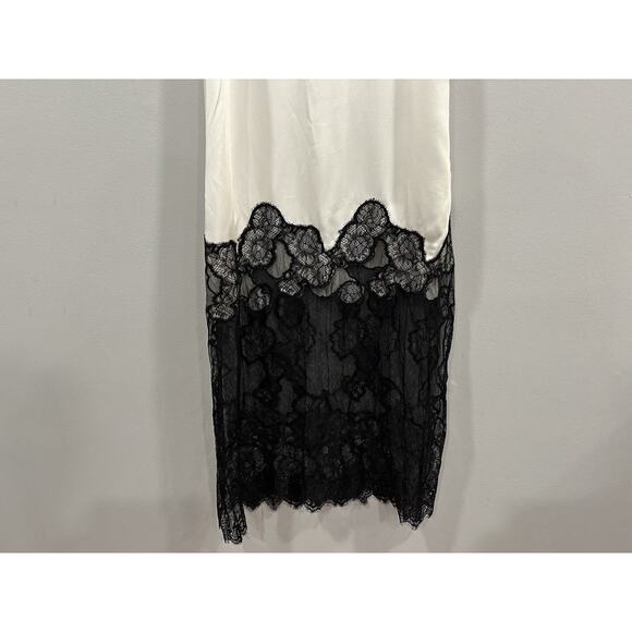 Zara Black White Satin Effect Maxi Long Dress Medium M NEW - Picture 2 of 10